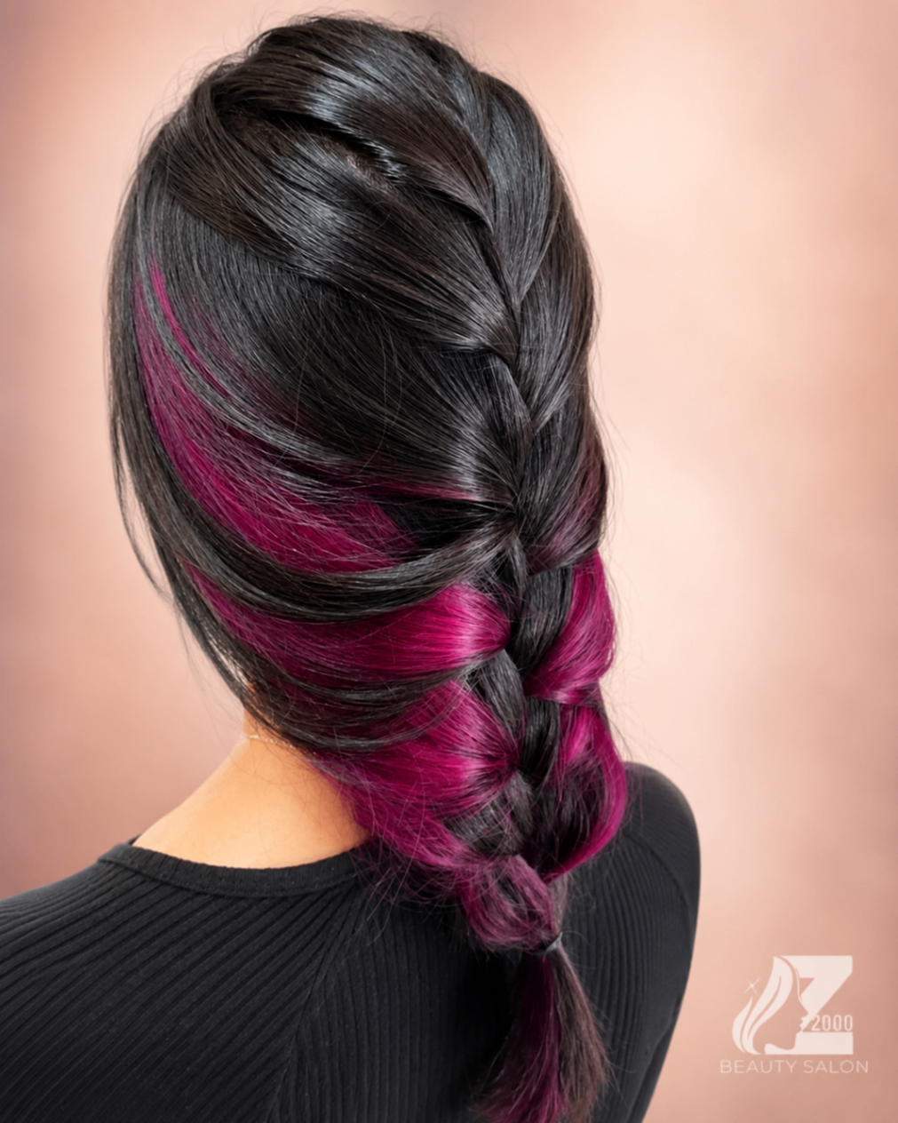 Braided style with magenta underlayer color
